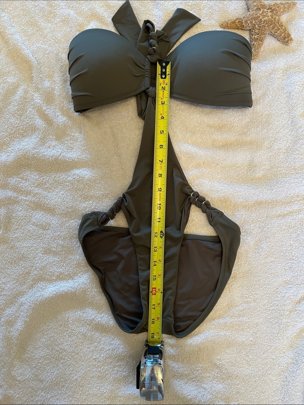 Aubade Olive Green womens One-Piece Swimsuit with Halter Tie - Picture 10 of 11